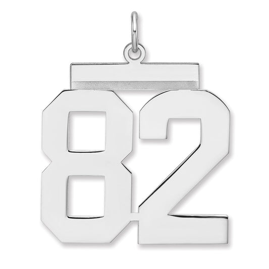 Sterling Silver/Rhodium-plated Polished Number 82 Charm