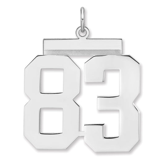 Sterling Silver/Rhodium-plated Polished Number 83 Charm