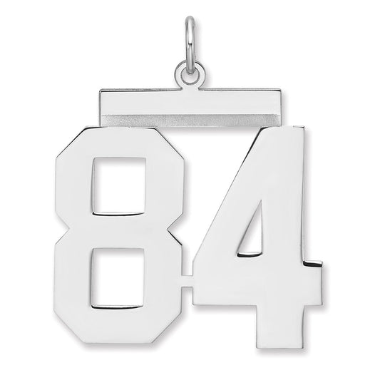 Sterling Silver/Rhodium-plated Polished Number 84 Charm