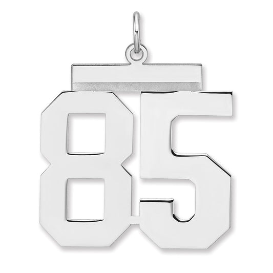 Sterling Silver/Rhodium-plated Polished Number 85 Charm