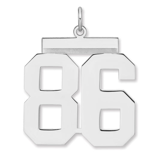 Sterling Silver/Rhodium-plated Polished Number 86 Charm