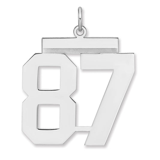 Sterling Silver/Rhodium-plated Polished Number 87 Charm
