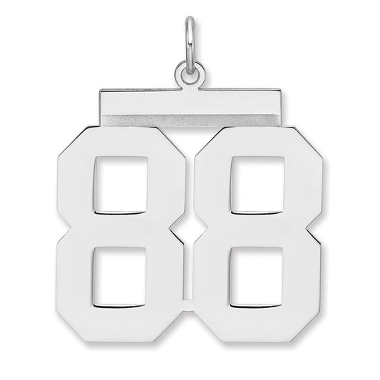 Sterling Silver/Rhodium-plated Polished Number 88 Charm