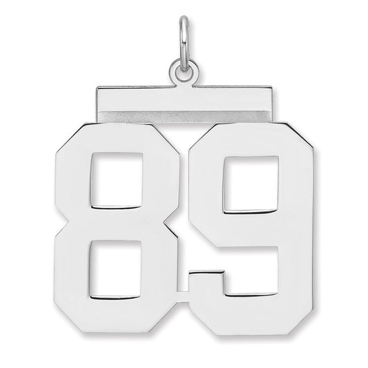 Sterling Silver/Rhodium-plated Polished Number 89 Charm