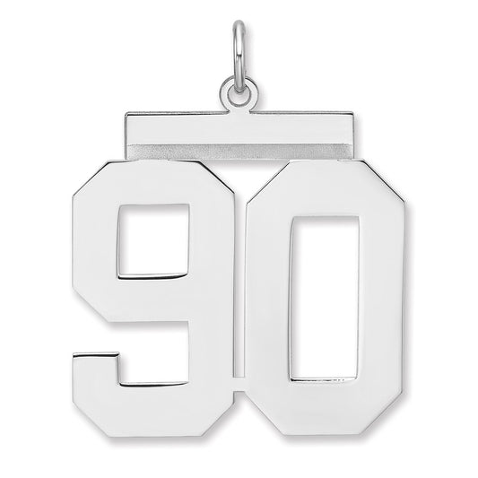 Sterling Silver/Rhodium-plated Polished Number 90 Charm