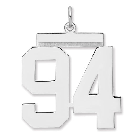 Sterling Silver/Rhodium-plated Polished Number 94 Charm