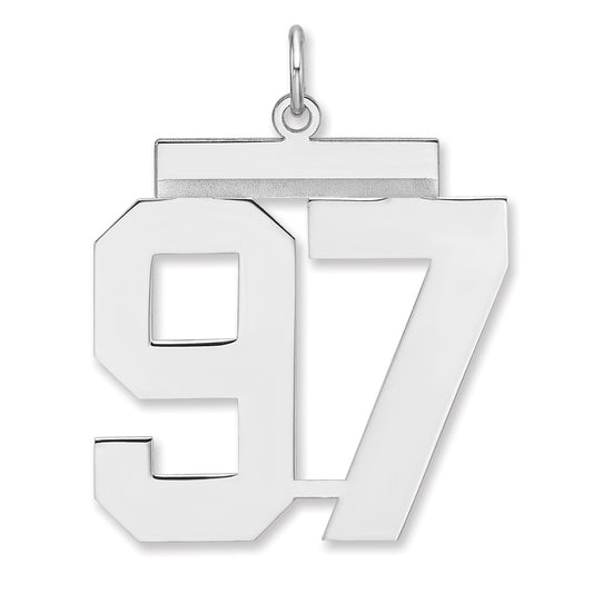 Sterling Silver/Rhodium-plated Polished Number 97 Charm