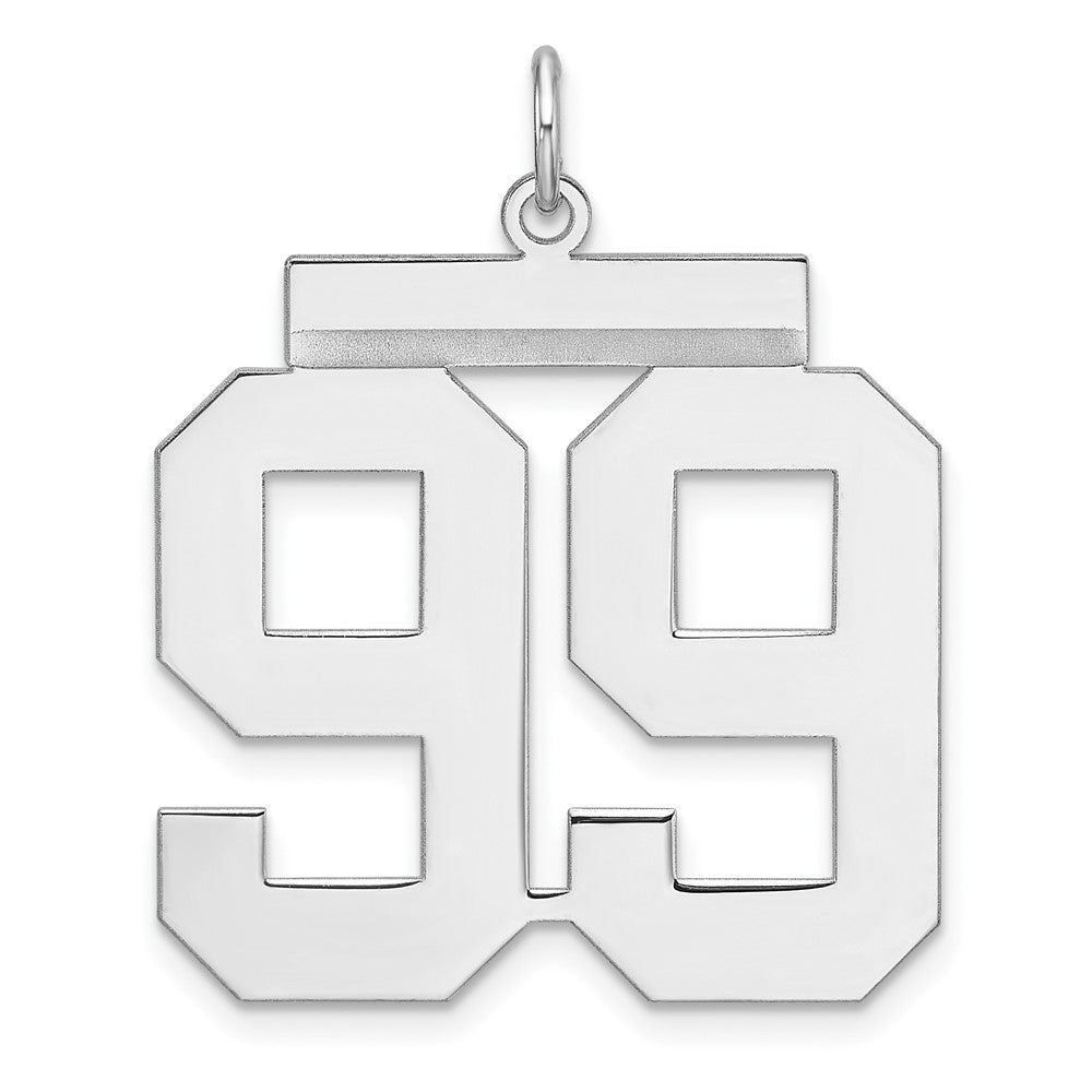 Sterling Silver/Rhodium-plated Polished Number 99 Charm