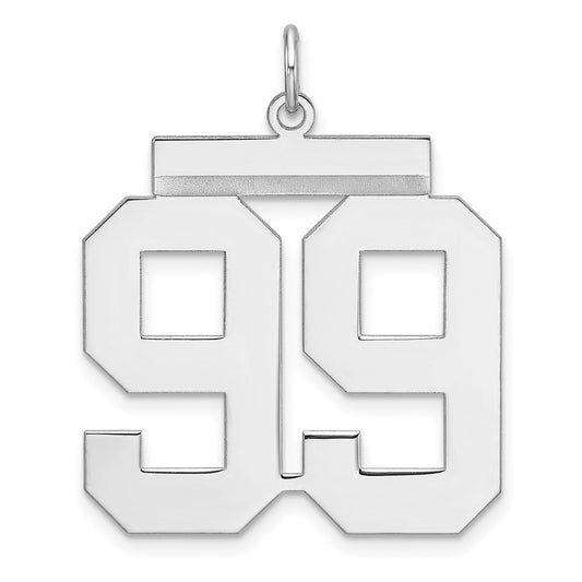 Sterling Silver/Rhodium-plated Polished Number 99 Charm