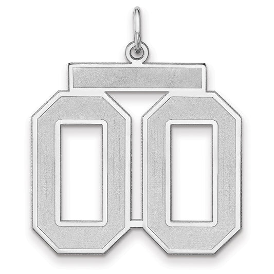 Sterling Silver/Rhodium-plated Satin Number 00 Charm