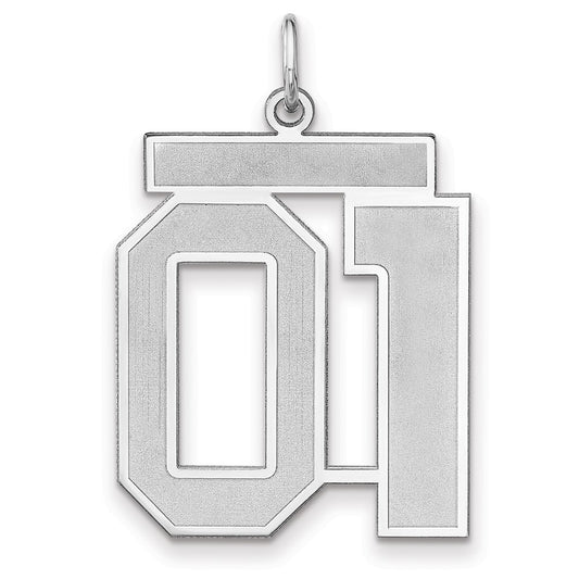 Sterling Silver/Rhodium-plated Satin Number 01 Charm