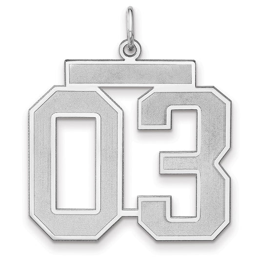 Sterling Silver/Rhodium-plated Satin Number 03 Charm