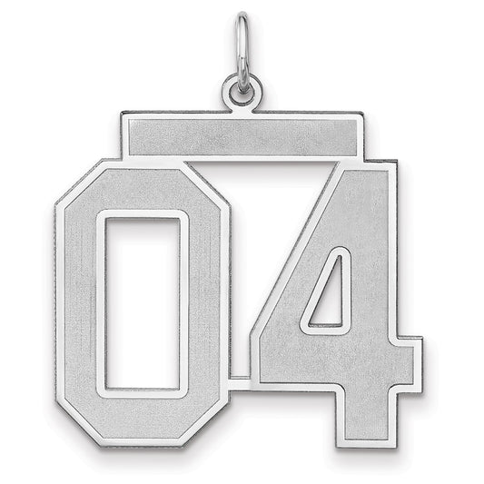 Sterling Silver/Rhodium-plated Satin Number 04 Charm