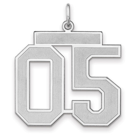 Sterling Silver/Rhodium-plated Satin Number 05 Charm