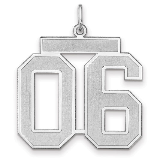 Sterling Silver/Rhodium-plated Satin Number 06 Charm
