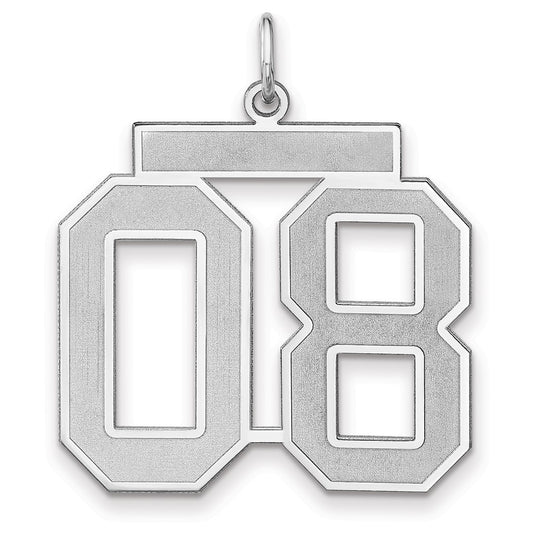 Sterling Silver/Rhodium-plated Satin Number 08 Charm