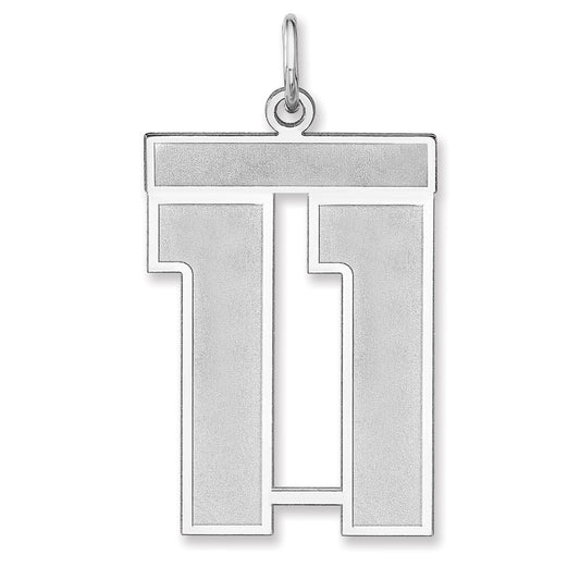 Sterling Silver/Rhodium-plated Satin Number 11 Charm