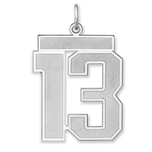 Sterling Silver/Rhodium-plated Satin Number 13 Charm