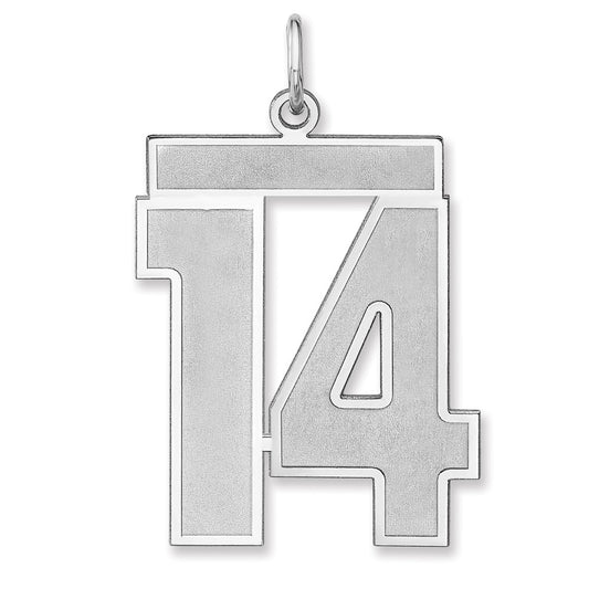 Sterling Silver/Rhodium-plated Satin Number 14 Charm