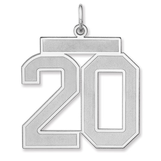 Sterling Silver/Rhodium-plated Satin Number 20 Charm