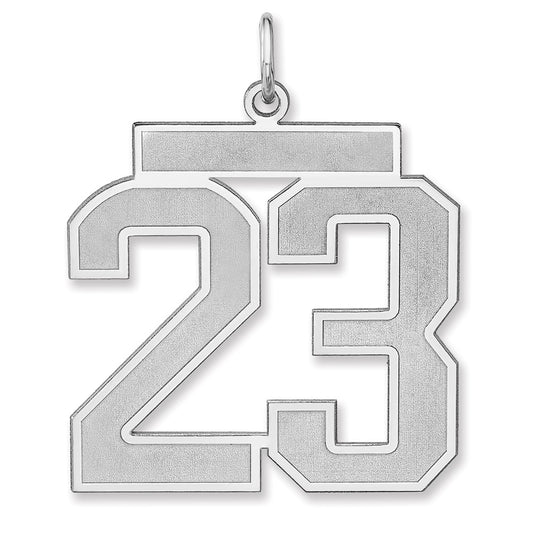 Sterling Silver/Rhodium-plated Satin Number 23 Charm