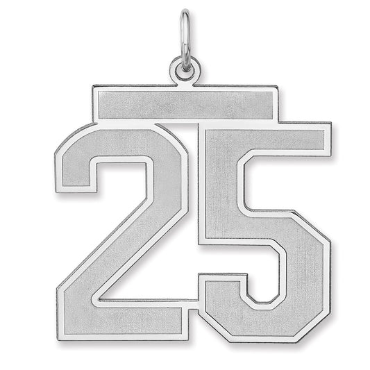 Sterling Silver/Rhodium-plated Satin Number 25 Charm