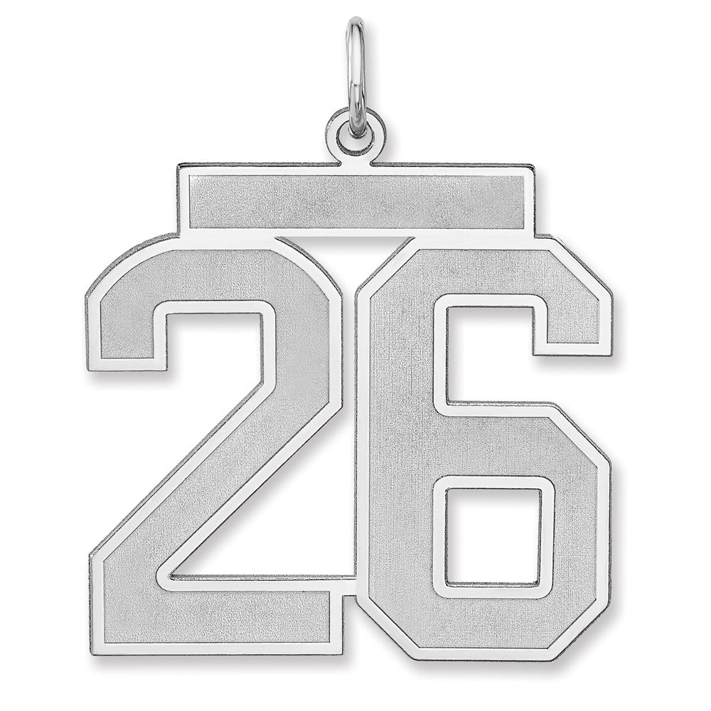 Sterling Silver/Rhodium-plated Satin Number 26 Charm