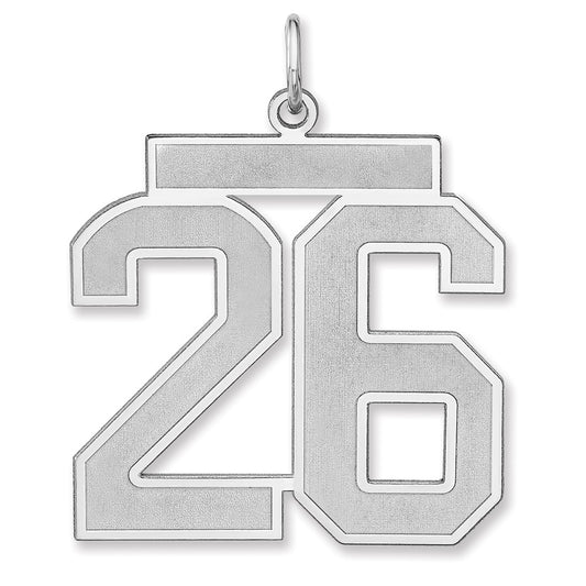 Sterling Silver/Rhodium-plated Satin Number 26 Charm