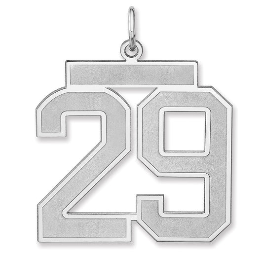 Sterling Silver/Rhodium-plated Satin Number 29 Charm