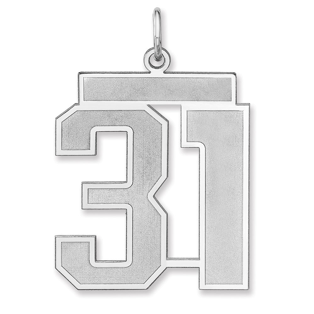Sterling Silver/Rhodium-plated Satin Number 31 Charm