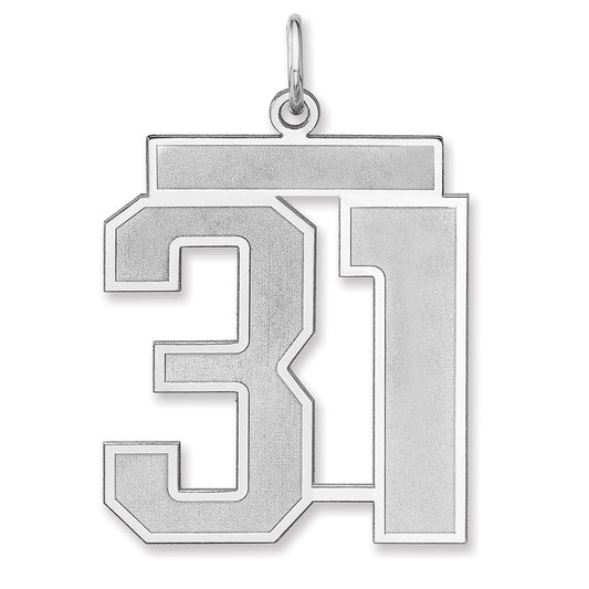 Sterling Silver/Rhodium-plated Satin Number 31 Charm