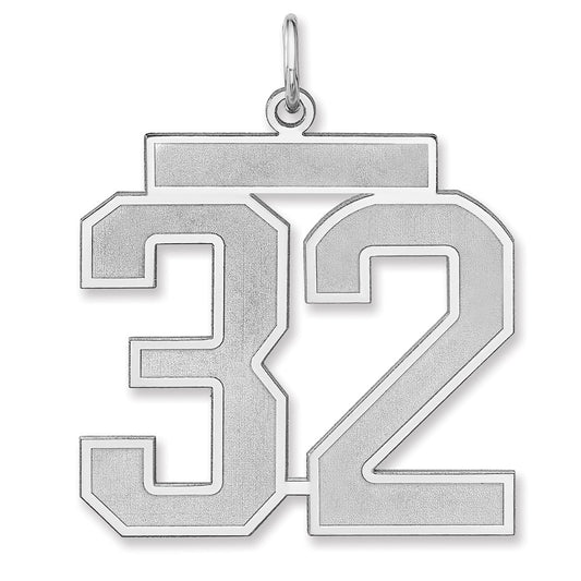 Sterling Silver/Rhodium-plated Satin Number 32 Charm