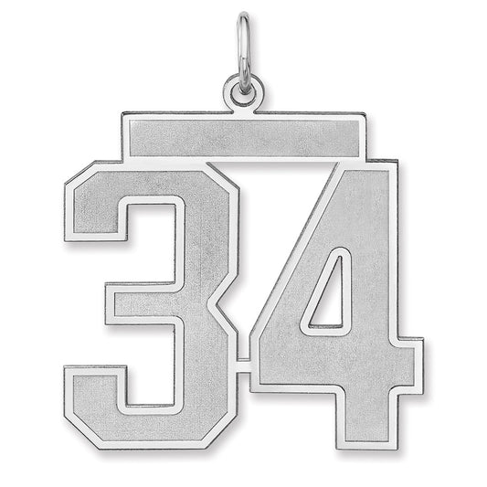 Sterling Silver/Rhodium-plated Satin Number 34 Charm