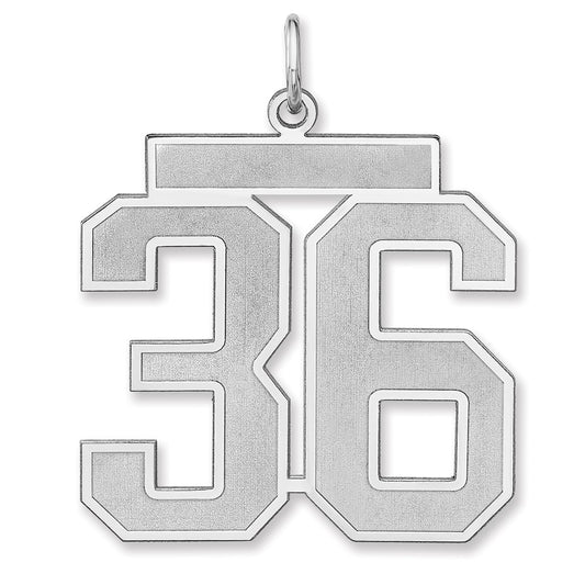 Sterling Silver/Rhodium-plated Satin Number 36 Charm