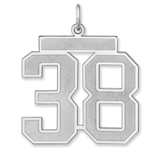 Sterling Silver/Rhodium-plated Satin Number 38 Charm