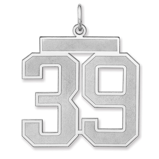 Sterling Silver/Rhodium-plated Satin Number 39 Charm