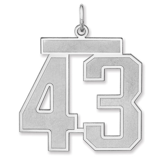 Sterling Silver/Rhodium-plated Satin Number 43 Charm