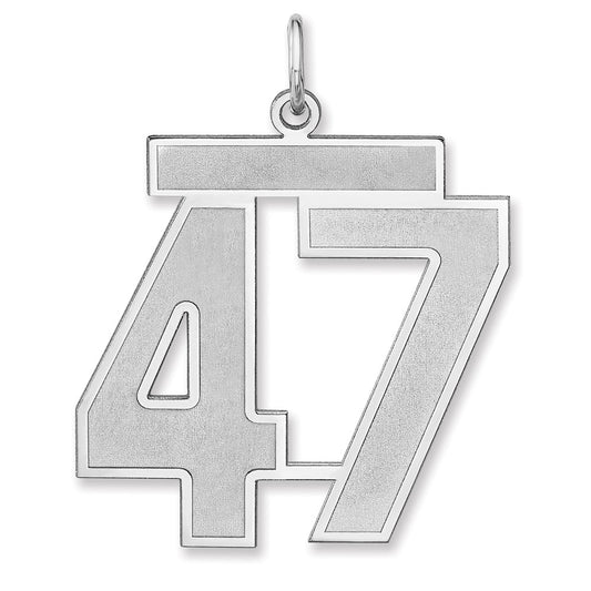 Sterling Silver/Rhodium-plated Satin Number 47 Charm