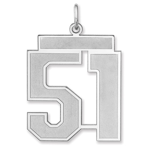 Sterling Silver/Rhodium-plated Satin Number 51 Charm