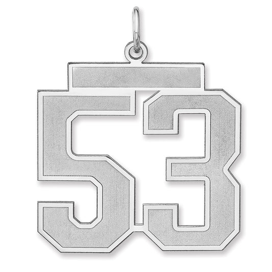 Sterling Silver/Rhodium-plated Satin Number 53 Charm