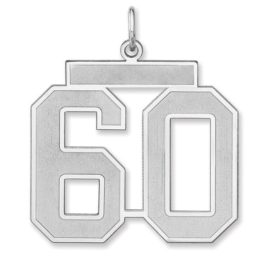 Sterling Silver/Rhodium-plated Satin Number 60 Charm