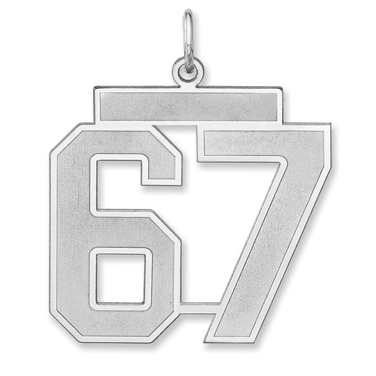 Sterling Silver/Rhodium-plated Satin Number 67 Charm