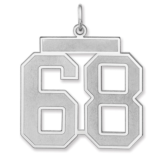 Sterling Silver/Rhodium-plated Satin Number 68 Charm