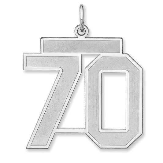 Sterling Silver/Rhodium-plated Satin Number 70 Charm