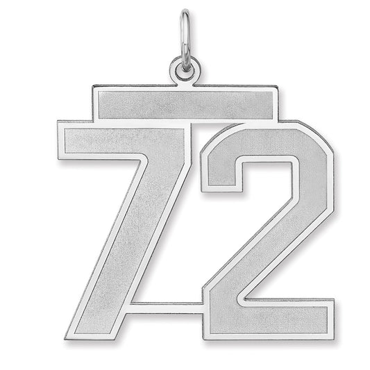 Sterling Silver/Rhodium-plated Satin Number 72 Charm