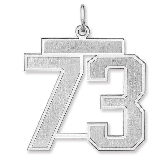 Sterling Silver/Rhodium-plated Satin Number 73 Charm
