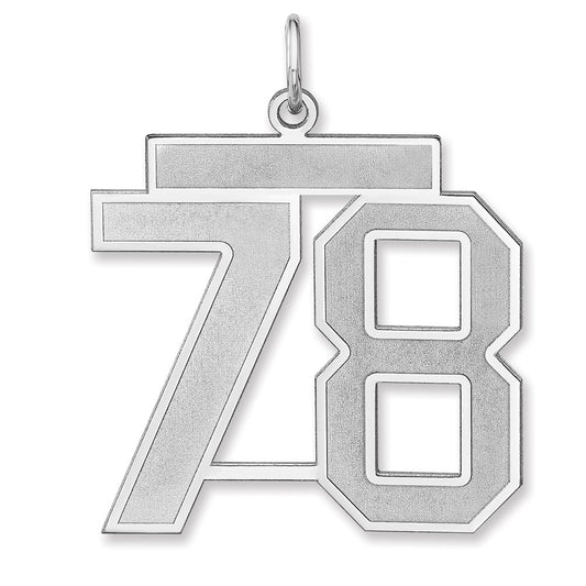 Sterling Silver/Rhodium-plated Satin Number 78 Charm