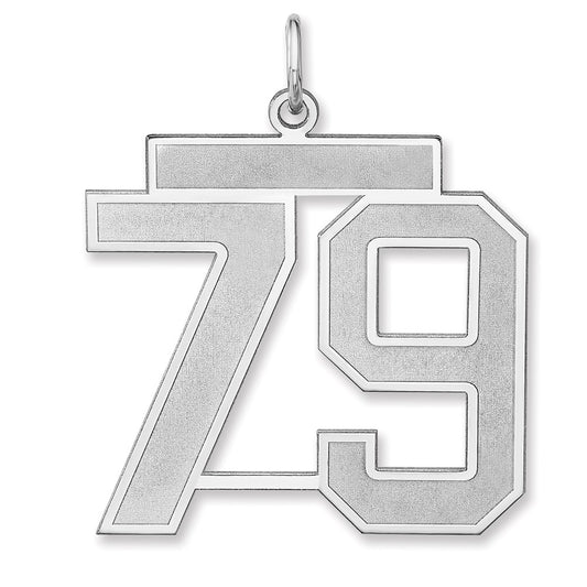 Sterling Silver/Rhodium-plated Satin Number 79 Charm