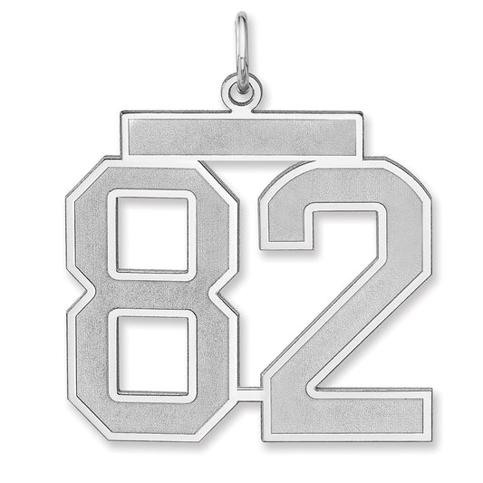Sterling Silver/Rhodium-plated Satin Number 82 Charm