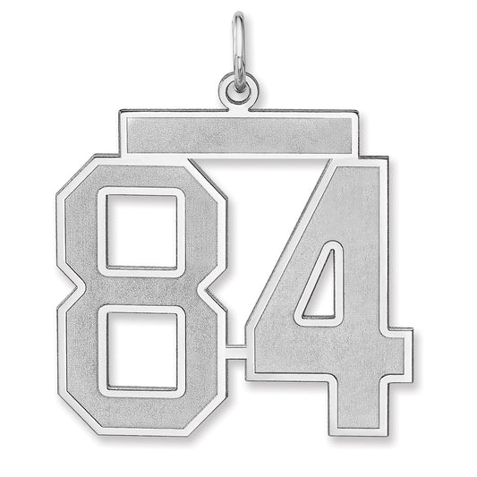 Sterling Silver/Rhodium-plated Satin Number 84 Charm